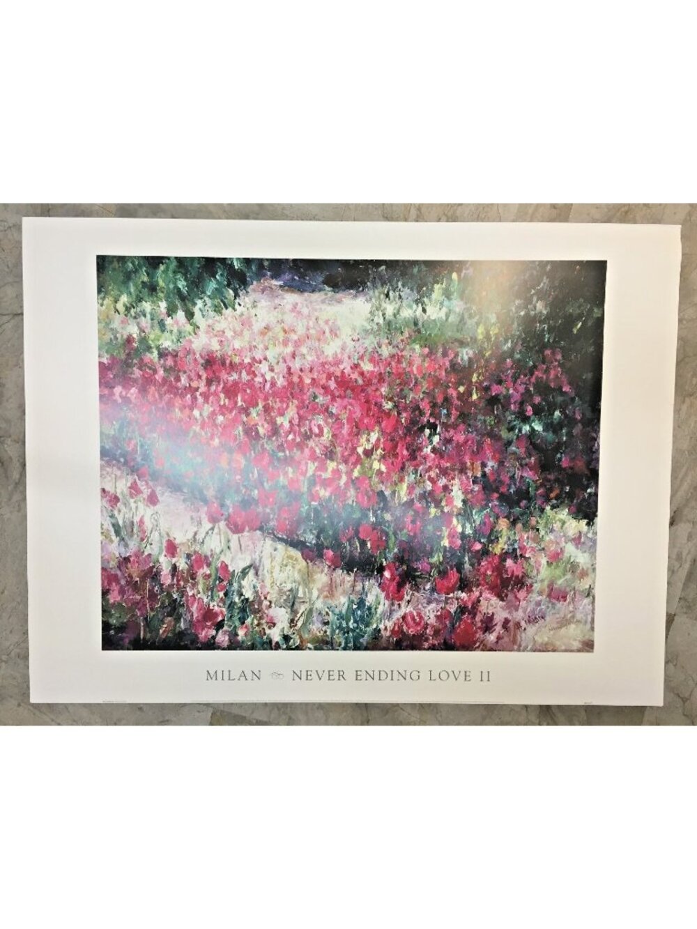 36"x27" SIGNED Floral Print NEVER ENDING LOVE II Impressionist HENRIETTA MILAN